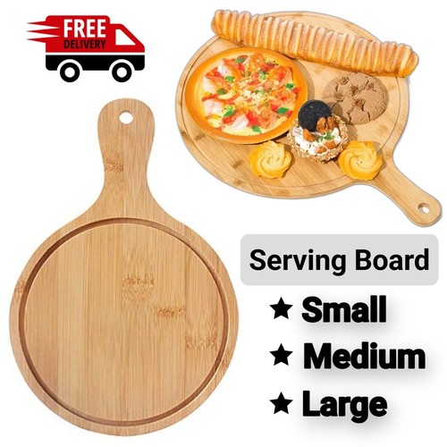 Round wooden pizza serving - round,