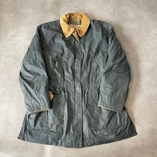 Burberrys Waxed Jacket Womens Large 90s Corduroy CHeck Lined Coat, Green