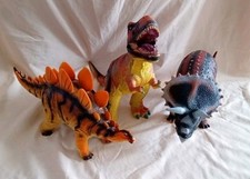 Three Large Toy Dinosaur Figures (Soft Bodied Rubber)