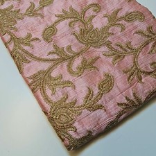 Fancy Gold Embroidery Faux Raw