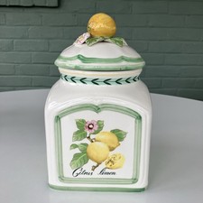 Large VILLEROY & BOCH French Garden Charm Storage Jar Citrus Limon Lidded 24cm