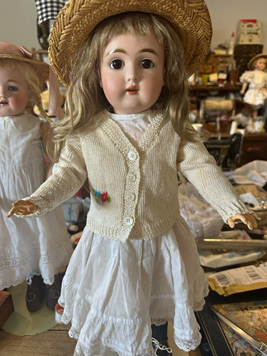 Cream knit doll cardigan - doll,