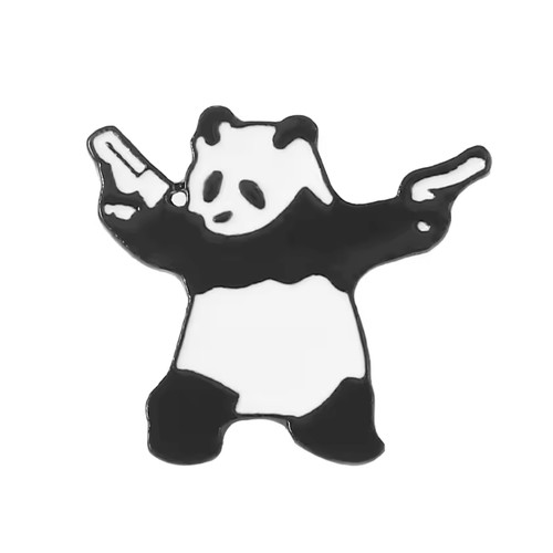 Panda gagster with pistols pin - with,