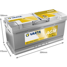 VARTA A4 VRLA AGM Car Battery TYPE 020 - 12V 105AH 950EN - 7P0  915 105 D