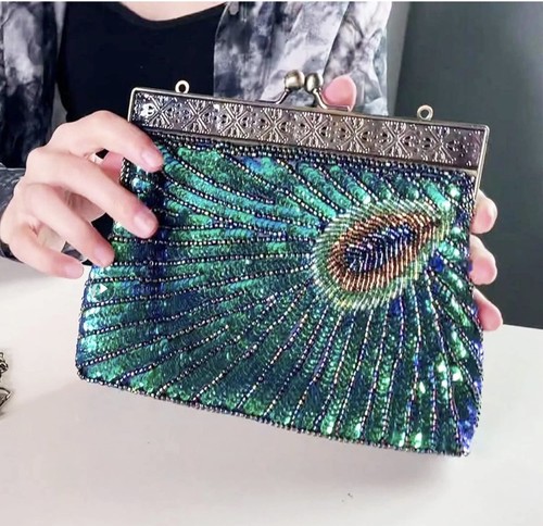 Peacock colour beaded sequin - beaded,
