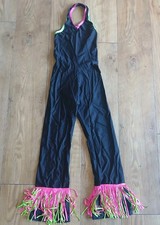 Job Lot 8x Neon Black Lycra Catsuits Age 9-13 Dance Group Show Tassels Costumes