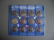 OFFICIAL ISSUE FIRST OF THE 1 EURO COINS OF THE 12 MEMBER STATES - NEW