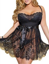 Sexy Lace Sheer Cami Lingerie Plus Size Nightwear Nightdress Sleepwear G-string