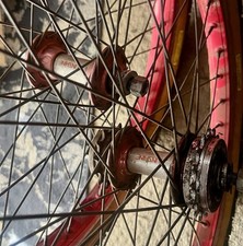 Old School Bmx Red Araya 7x With Sunshine Flip Flop Hubs Comp Tires 20 Inch