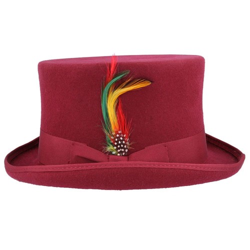 Burgundy wool felt top hat - burgundy,