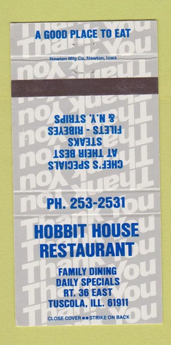 Matchbook cover hobbit house - cover,