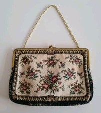 Vintage Womens Tapestry Handbag Floral Fabric Shoulder Bag