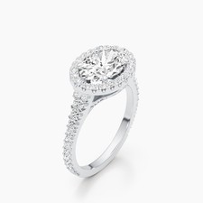 Diamond Engagement Ring Oval Halo VS1 F IGI Certified 2.65C 14K White Solid Gold