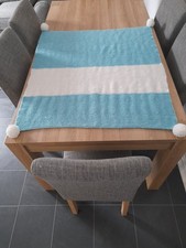 Handmade Knitted Blanket With Pom Poms Made By Seller