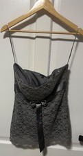 M&S Y2K Corset Bustier Top Size 12 Y2K Grey Lace Strapless Limited Collection