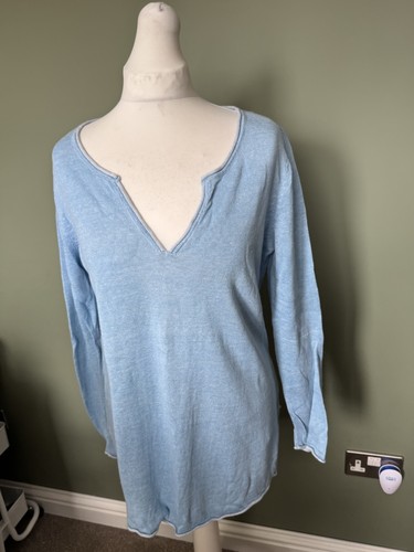 Blue pullover linen knit - pullover,