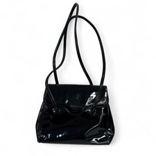RUSSELL & BROMLEY Black Patent Leather Handbag Shoulder Bag 12 x 9" SB9 