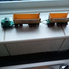 Vintage Matchbox Lesney Dodge Tipper Truck And Trailer and an old magazine 1959