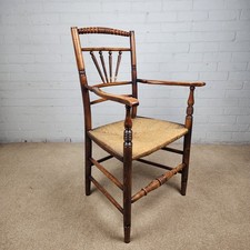 Antique Carver Chair  Elm and Fruitwood Spindle Back Georgian Early 19th Century