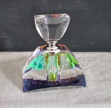 Large Faceted Glass Scent Bottle Irridescent Perfume, With Dibber 