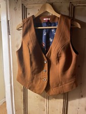 Joe Browns Waistcoat 14 Burnt Orange Rust  Wool Blend Funky Buttons Stunning