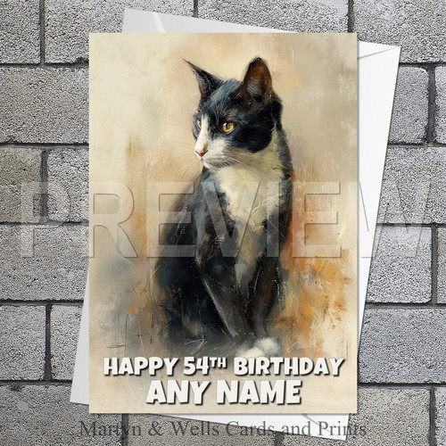 Tuxedo cat birthday card - cat, card.