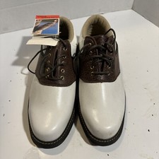 DUNLOP SPIKELESS GOLF SHOES, WHITE & BROWN MENS SIZE 9 With Tags