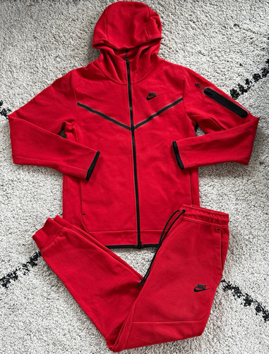 Men red nike tech tracksuit - men's,