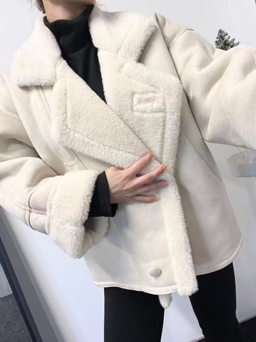 Women faux fur jacket lapel - faux,