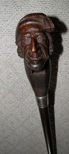 Victorian Walking Stick Cane Gadget Nutcracker Mans Head Silver Hallmarked 1892