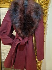 Burgundy Fit & Flare Coat with