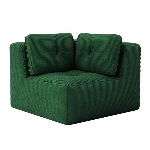 Corner sofa corduroy green - sofa, -green