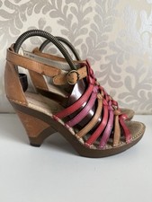 Hush Puppies Plaited Leather Strappy Heeled Sandals Women's UK 7 Peep Toe 