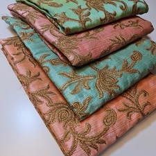 Raw silk fabric - fabric, gold