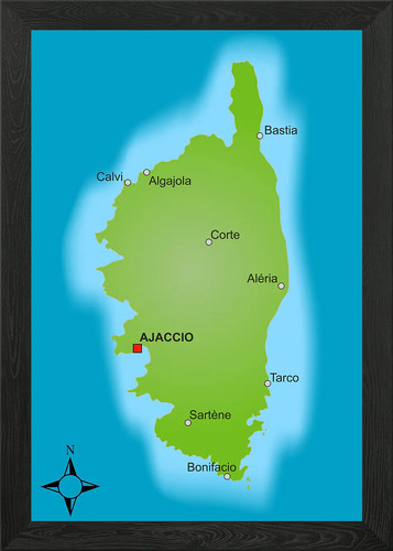 Corsica map france framed - corsica,