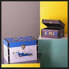 Warner Bros Batman Wooden Leatherette Studded Finish Storage Boxes x 2
