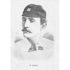 William Scotton Nottinghamshire County Cricketer - Antique Print 1884