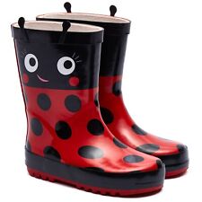 Girls Wellie Boot Wellington Boots UK Shoe Size  5-13 Red Polka Dots Ladybird