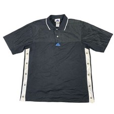 Adidas Jersey 90s Vintage Retro Poppers Black T-Shirt Mens Medium