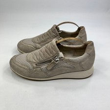 Gabor OptiFit Women's Beige Suede Mesh Comfort Slip On Shoes UK 3 Zip Detail