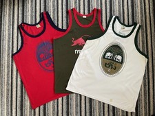 Mens 3 X Chang Beer Graphic Singlets/Vests. Red, White, Olive. XL. Vintage.