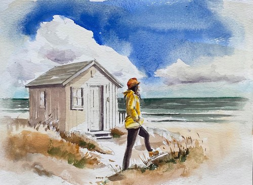 Sea beach hut coast female - sea,