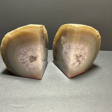 Agate Crystal Geode Bookends /