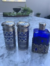 Antique Silver Plate perfume bottle & talcum powder bottles  