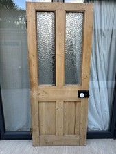 Victorian Pine Internal Half-GlazedPanel Door Reclaimed Vintage with lock