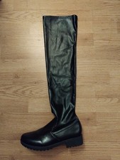 Black Faux Leather Thigh High