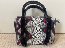 Amanda Wakeley Leather The Mini Jackman Medium Hand Bag Metallic Magenta Suede