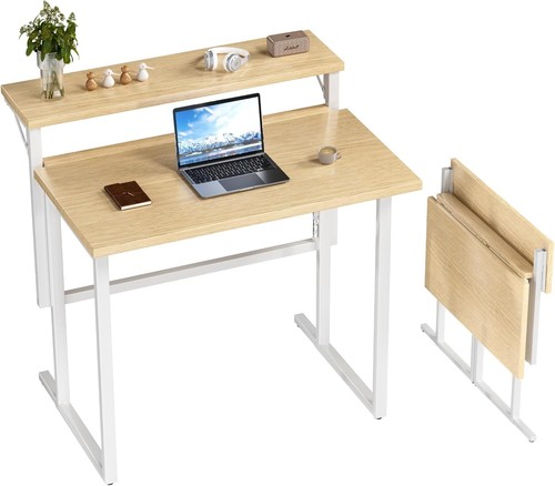 Beige folding desk small - folding,