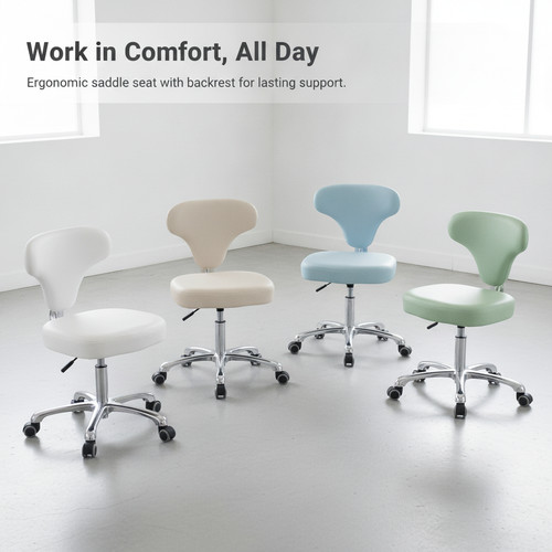 Rolling swivel saddle stool - swivel,