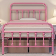 Metal Bed Frame with High Headboard and Footboard Strong Metal-Framed Bed